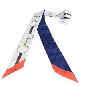 GUCCI Ribbon Scarf/Muffler Neck Bow 774803 Multicolor Silk Women's Horsebit G...